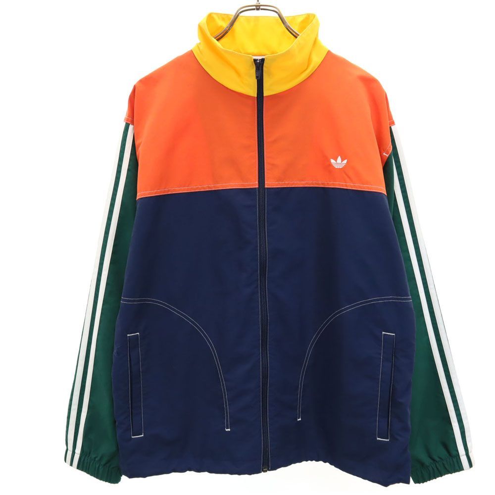 アディダス トレフォイルロゴ 長袖 ジップジャケット L adidas フロントジップ メンズ 古着 【240418】