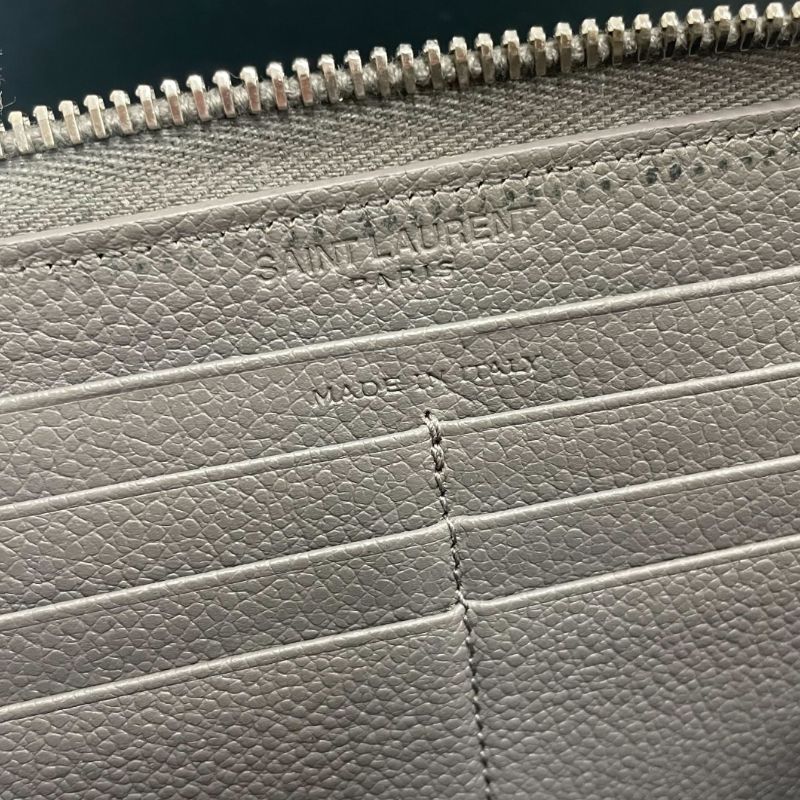 SAINT LAURENT サンローラン ラウンドジップ HPP414680 グレー 本革  