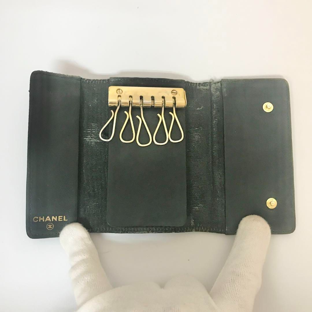 シャネル キーケース ココマーク キャビアスキン ブラック レザー