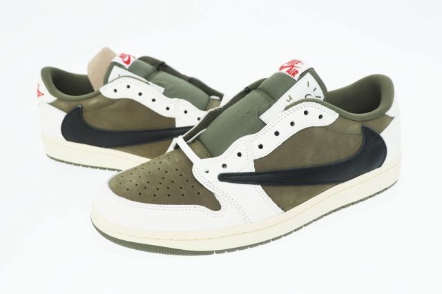 ナイキ NIKE ×TRAVIS SCOTT トラヴィススコット AIR JORDAN 1 LOW OG SP REVERSE OLIVE エアジョーダン1 ロー DM7866-200 28.5 リバース オリーブ AA241120