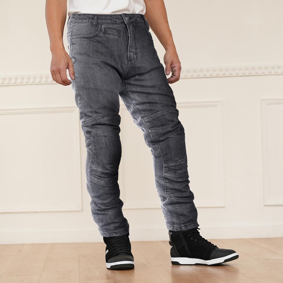 エニグマ コミネ バイク用 パンツ 春夏秋向け 25 008 EN テンペスト ジーンズ CEレベル2プロテクター 普段着感覚 Denim Black 2 XL