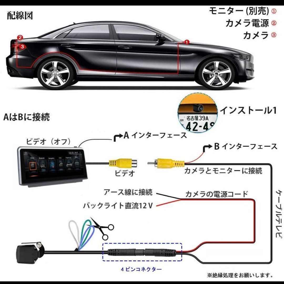 車載バックカメラ 100万画素/62万画素切替 車載カメラ 超広角 リア