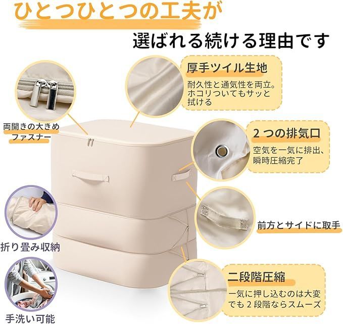 在庫処分】【圧縮袋掃除機不要】羽毛布団 収納袋 衣類収納ボックス 大容量