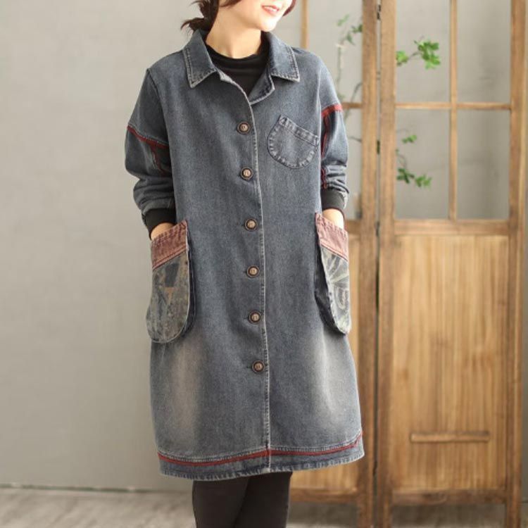 デニムジャケット 春 ロングジャケット 体型カバー コート デニムコート アウター ロングコート レトロ Gジャン オーバーサイズ 切り替え おしゃれ 3XL XL M L 大きいサイズ 2XL レ cjfj143616