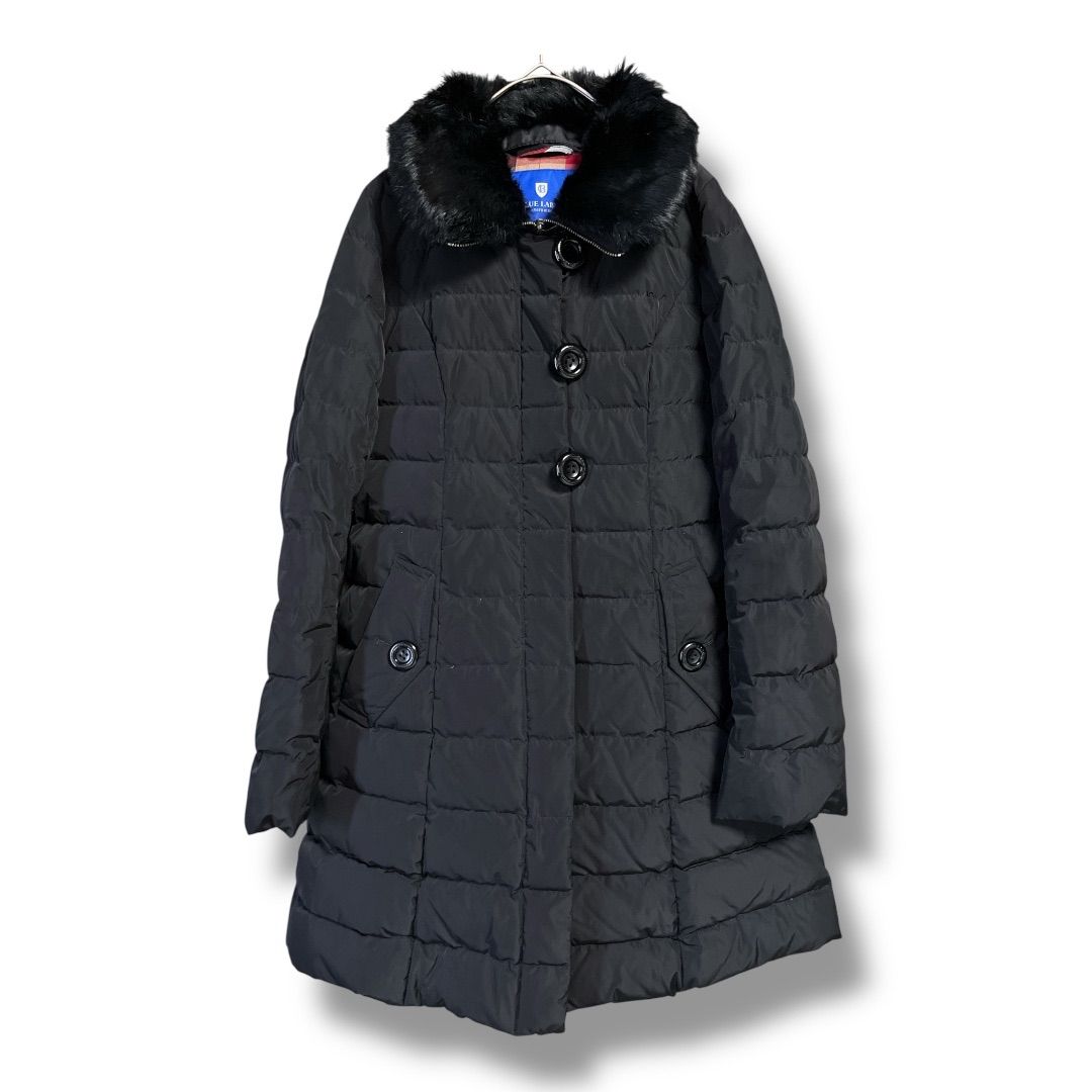 ブルーレーベルクレストブリッジ ダウンコート ラビットファー チェック ブルーレーベルクレストブリッジ ダウンコート ラビットファー チェック