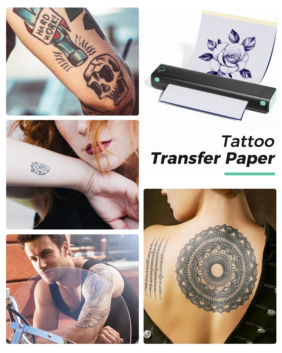 タトゥー プリンター タトゥーマシン 転写機 刺青 Tattoo マシン tattoo printer machine サーマルタトゥーマシン  M08F モバイルプリンター 刺青コピー機 タトゥーマシーンセットタトゥー転写紙10枚同梱 刺青 Phomemo B - メルカリ