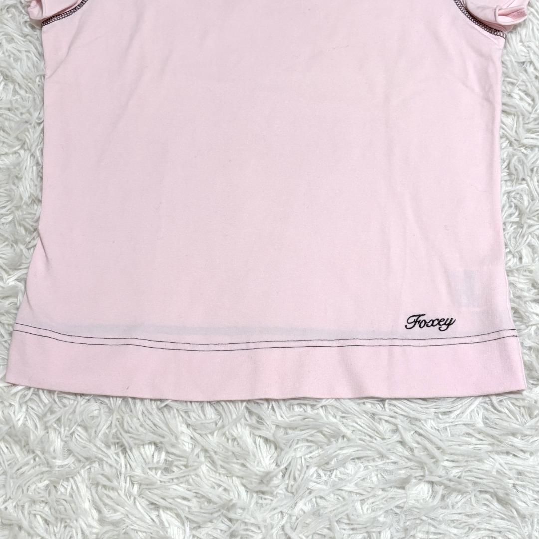 2025年新作アイテム登場。 FOXEY NEW YORK 切りっぱなし 半袖カットソー 40 ピンク