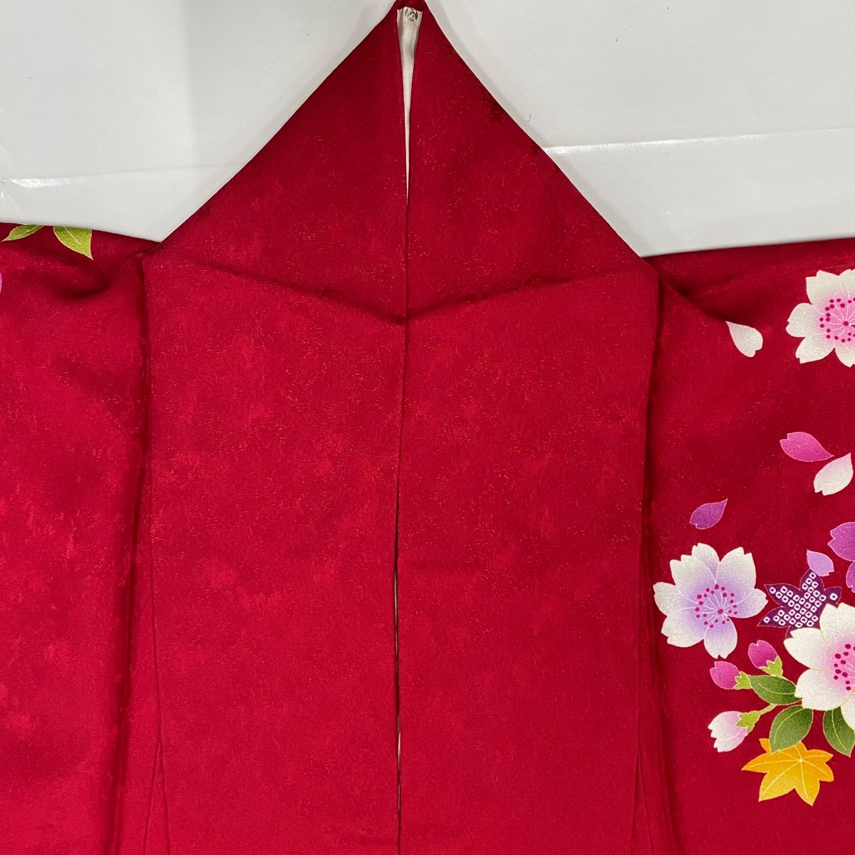 振袖 身丈170cm 裄丈73.5cm L 袷 桜 鞠 金糸 染め分け 赤 正絹 美品  