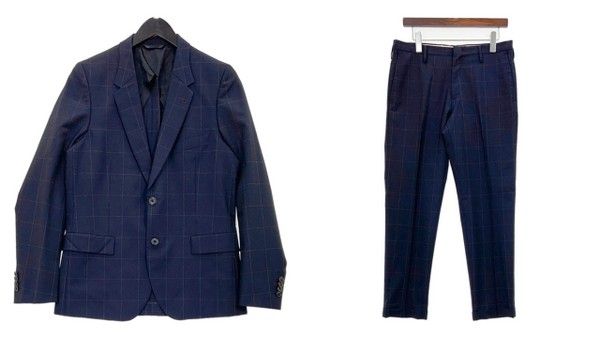 Paul Smith ポールスミス スーツ ジャケット パンツ ウィンドウペンチェック 裏地ドット メンズ Lサイズ ネイビー セットアップ DM16762