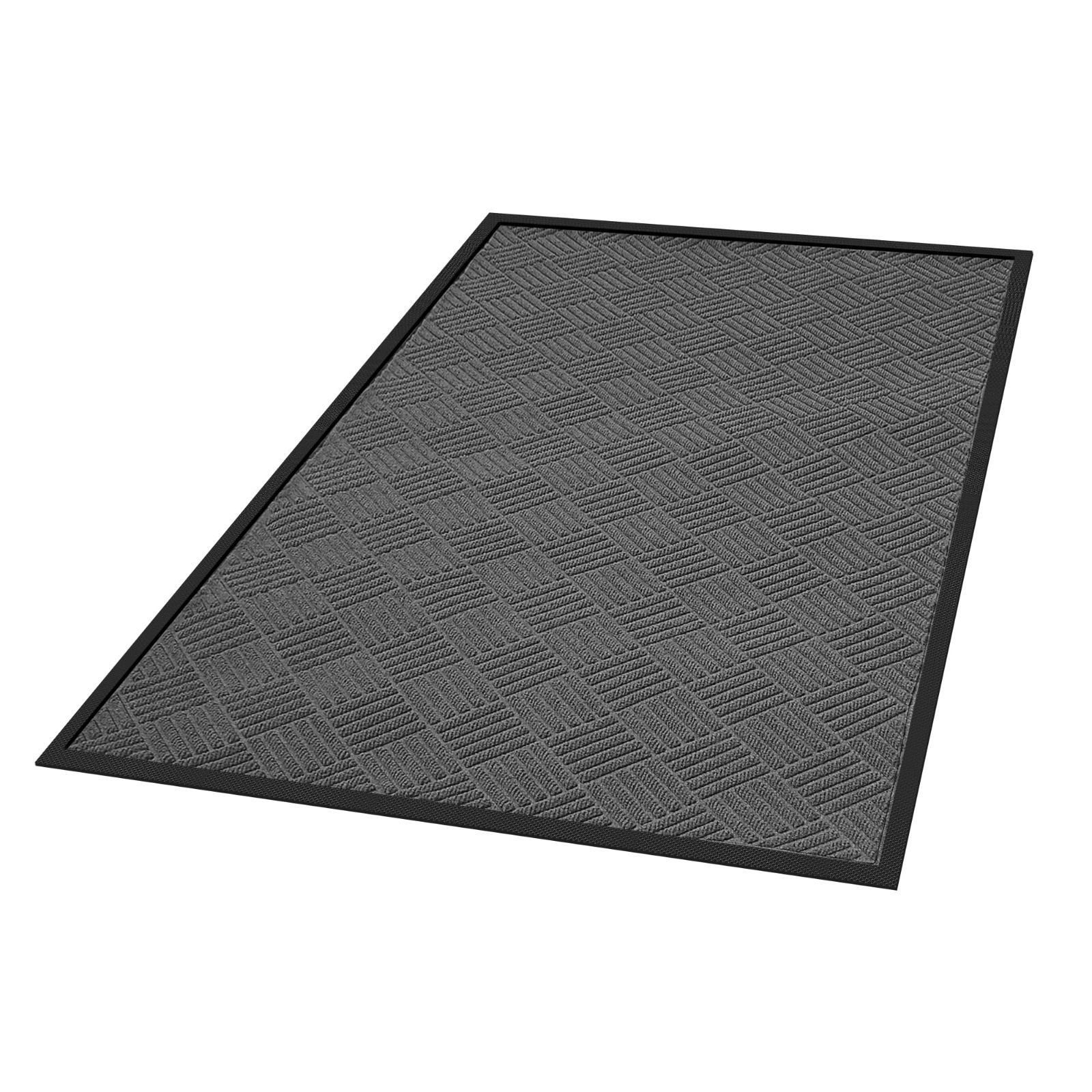 Size:90x150cm uyoyous 玄関マット ドアマット 泥落としマット 格子柄 滑り止め 洗える 耐磨耗性 業務用 無地 シンプル 屋内 屋外 業務用 家庭用 (90x150cm， グレー)