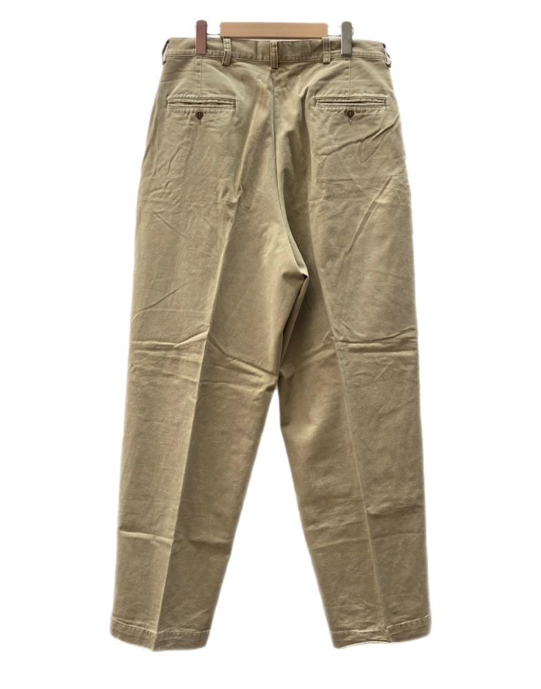 ダブルアールエル RRL 90s TACK CHINO PANTS タック チノ パンツ ジップフライ ワーク トラウザーズ 三ツ星タグ Ralph Lauren 薄茶 無地 チノパン ベージュ 34×30 104MB-344