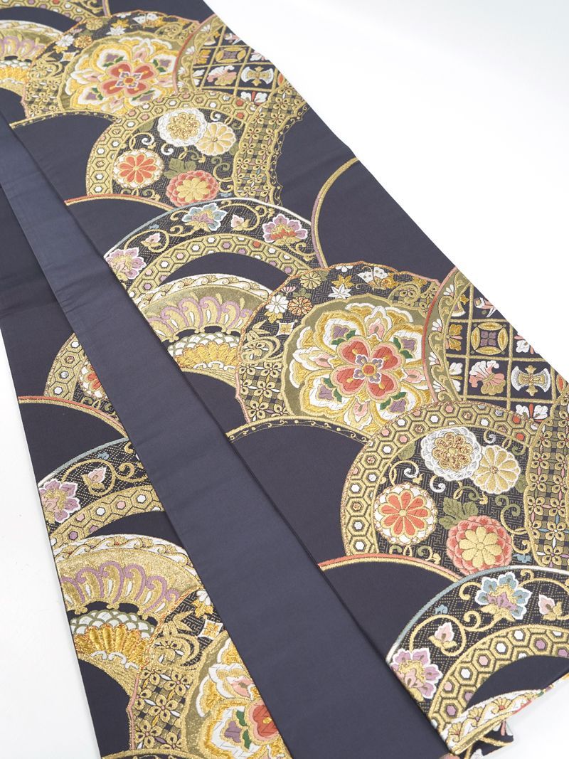 リサイクル】 袋帯 本金 西陣織 華紋青海波 吉祥文 六通柄 正絹 _ 西陣