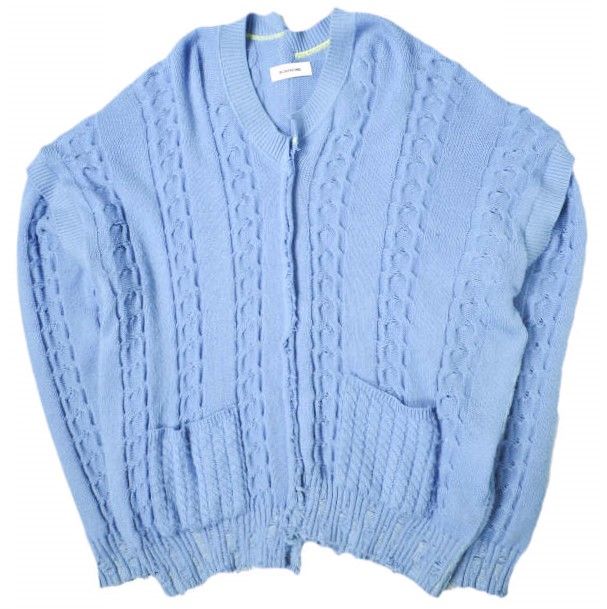 BODYSONG. ボディソング 23AW 日本製 INSIDE OUT KNIT SW ダメージ加工オーバーサイズニット BS239302 ONE SIZE BLUE セーター インサイドアウト トップス g18295