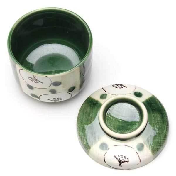 ３Ｐセット 瀬戸焼 織部間取椿 むし碗 陶器 定番 ギフト シリーズ 感 高品質 日本製 レトロモダン かわいい 和食器 おしゃれ 伝統柄 和柄 模様 日本料理 茶碗蒸し 蓋 フタ お碗 煮物 小鉢 ◎2セット目以上大幅値引き対象商品♪