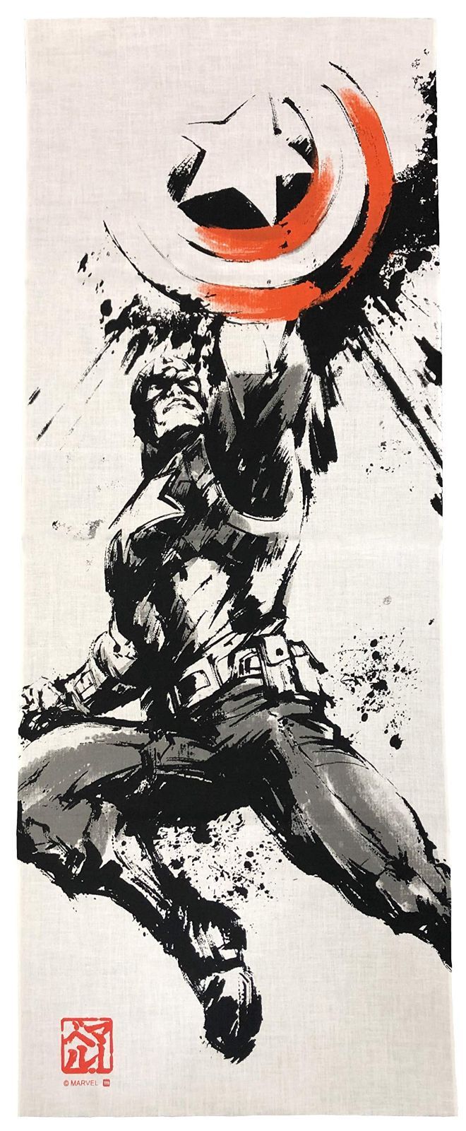 綿 墨絵風 キャプテン アメリカ キャプテンアメリカ マーベル Marvel 手ぬぐい 34 90 cm 丸眞