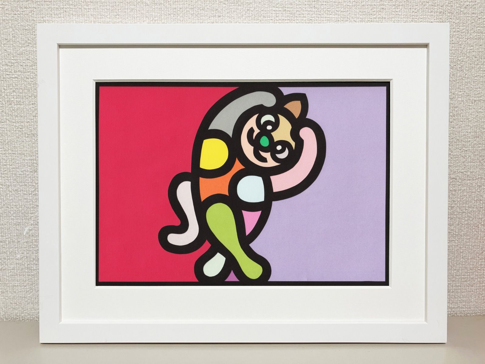 A4サイズ 181-1 Cat Alphabet - P” 2025 Original art work on paper cutting with collage by CHOP POP ◆日本製UVカットアクリルフレーム付き◆ Pop Art
