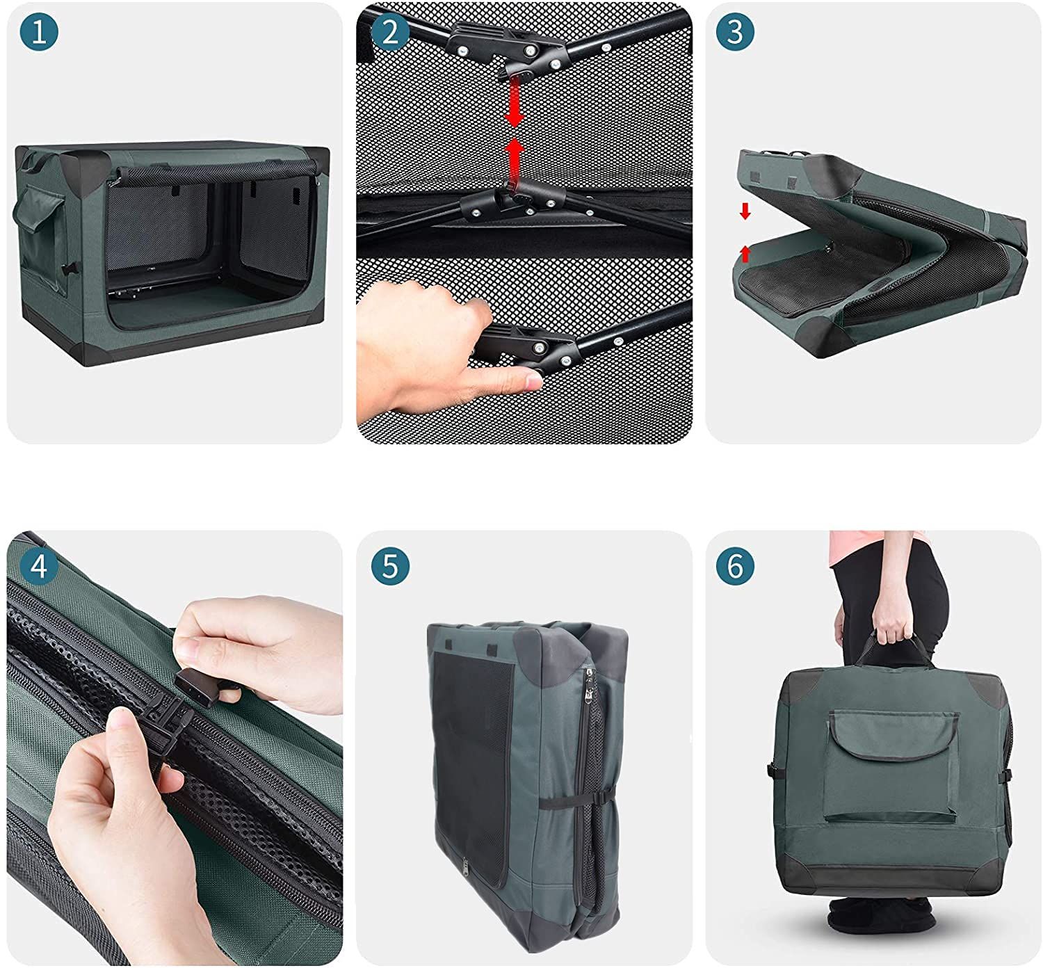 犬ケージ 犬用クレート 猫用キャリー カート 犬 折りたたみペットケージ 車用ケージ 持ち手付き ball 犬猫兼用 折りたたみ簡単 室内休憩 急な来客時 アウトドア 病院 キャンプに大活躍 Totoro M ダークグリーン STEELWINDOWSANDDOORS_COM