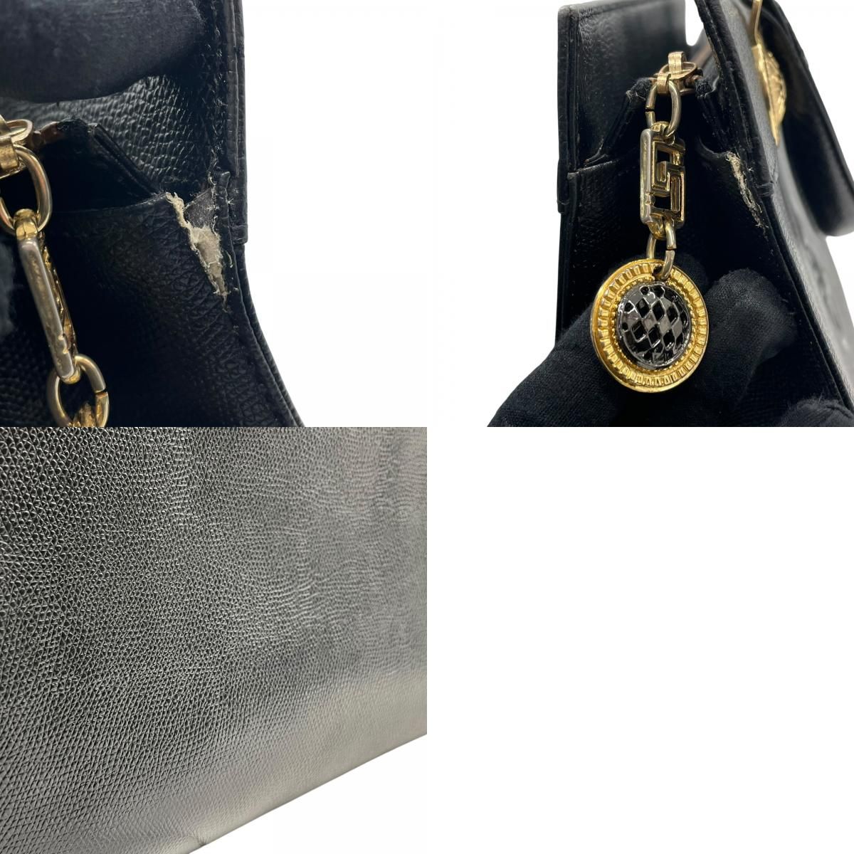 GIANNI VERSACE ジャンニ ヴェルサーチ ハンドバッグ 黒 ブラック サン 