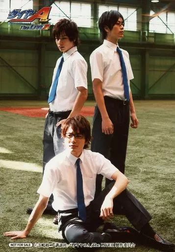 [Used] Raw Photo (Male) Group (3 People) /Full Body, Costume White, Uniform, Wada Sitting, Right Hand Floor, DVD “Diamond A: The Live II” Animate Bonus Bromide
