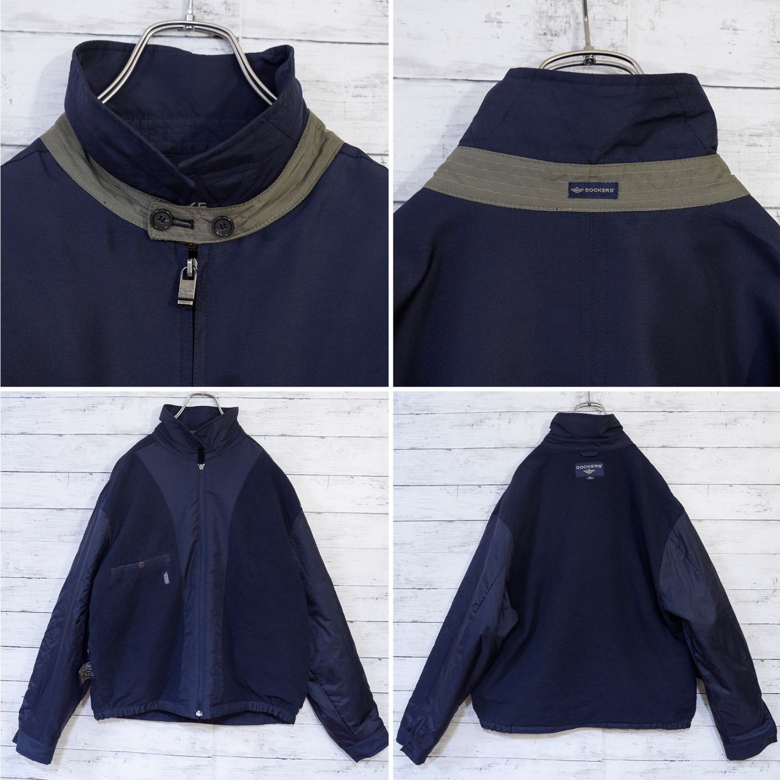 DOCKERS ドッカーズ 刺繍ロゴ チンスト ジップアップ フリースライナー 