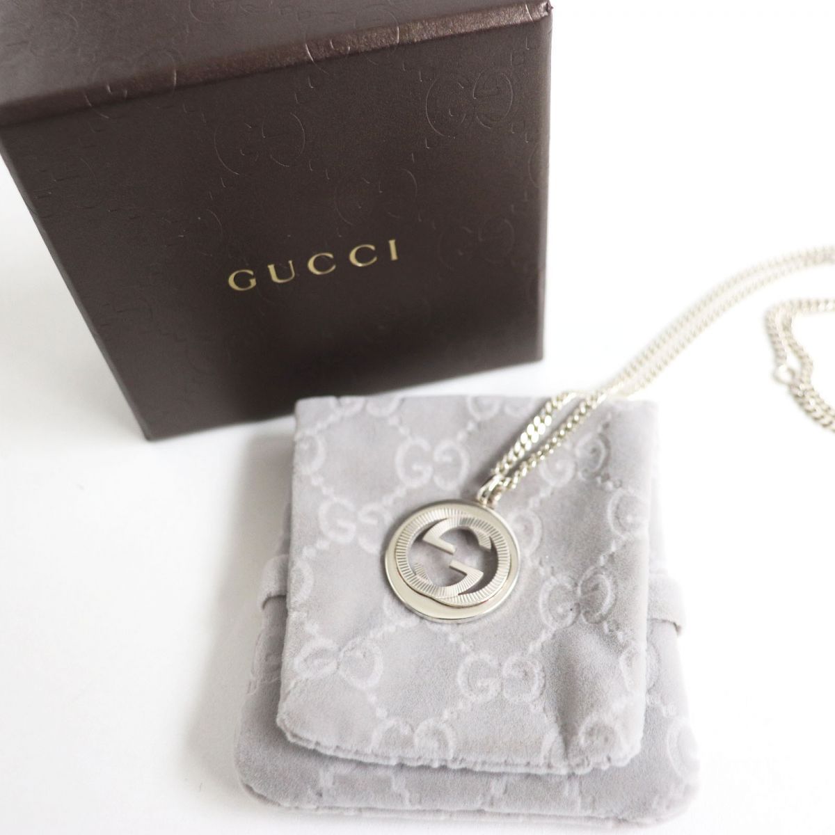 美品□GUCCI/グッチ インターロッキングG Ag925 チェーンネックレス  