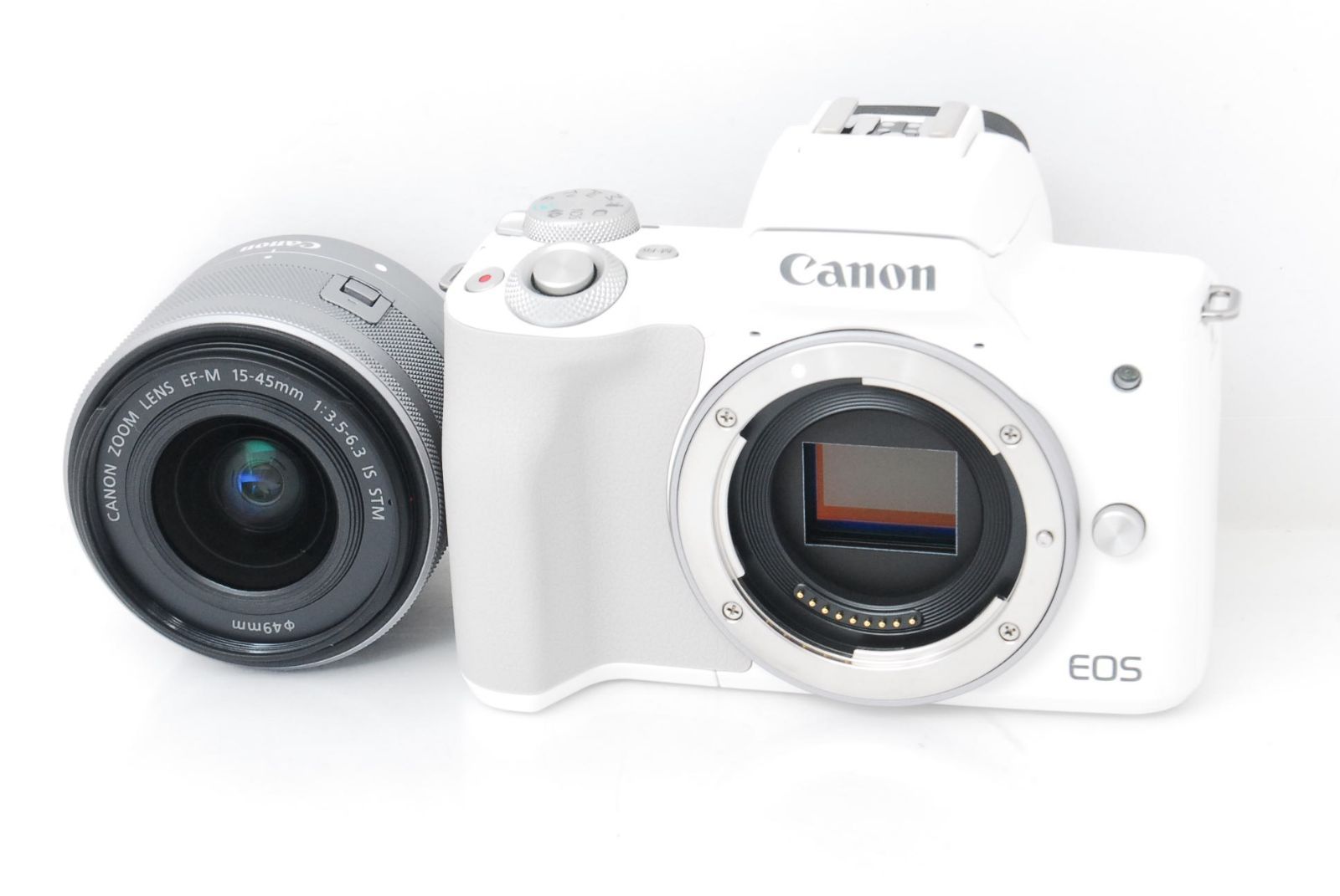 洗練されたオシャレホワイト スマホ転送OK キャノン EOS Kiss M 2 レンズキット