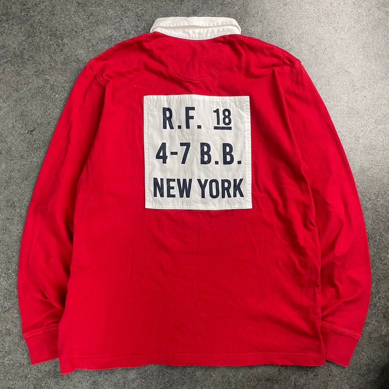 Brooks Brothers Rugby Shirt Red/White ブルックブラザーズ ラガーシャツ 長袖 ワッペン メンズ L