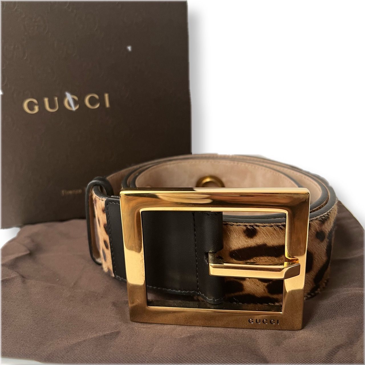 GUCCI グッチ ベルト 豹柄 レオパード ヒョウ-