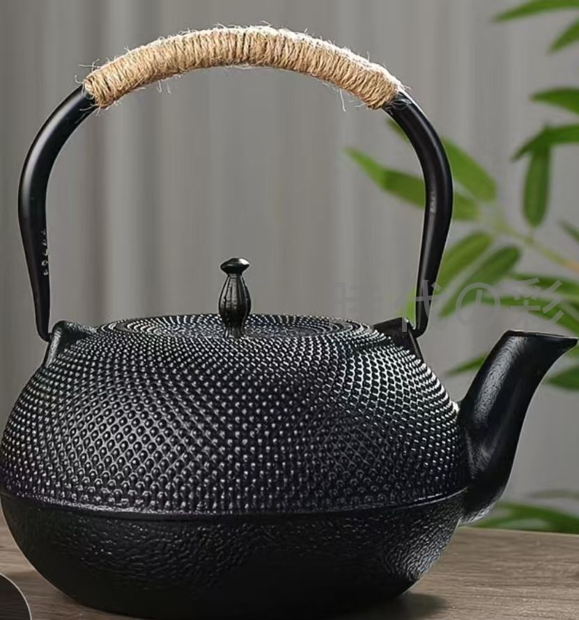 中国古美術・黒い鉄製急須・鉄瓶・鋳鉄・ケトル・1310ml・酒器・茶道具