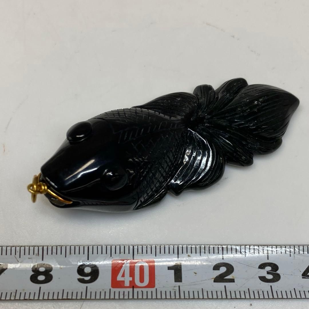 K14刻印金具 本翡翠 ジェダイト 特大金魚 ネックレストップ 31.3g