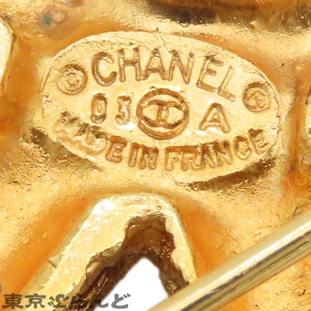 シャネル CHANEL ココマーク ブローチ 溶岩 93A ゴールド メタル GP