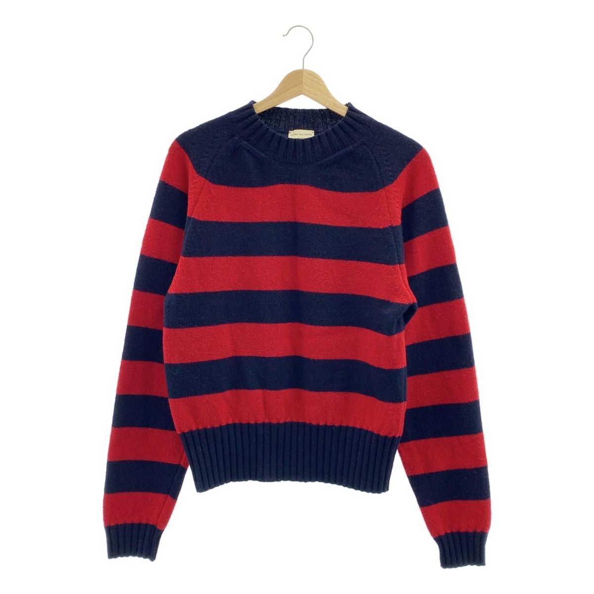 DRIES VAN NOTEN | ドリスヴァンノッテン | ウール ボーダー プルオーバー ニット | M | レッド | ネイビー | メンズ
