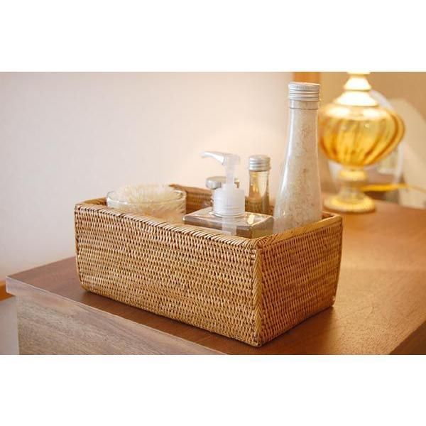 アジアン雑貨 アタのカゴ 未使用品 アタで編まれたフタ付き小物入れ