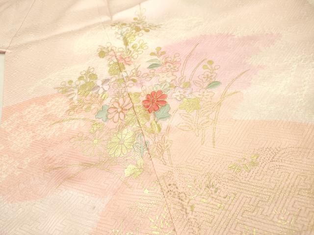 平和屋着物▽訪問着 駒刺繍 絞り 雲取り花文 金彩 やまと誂製 正絹