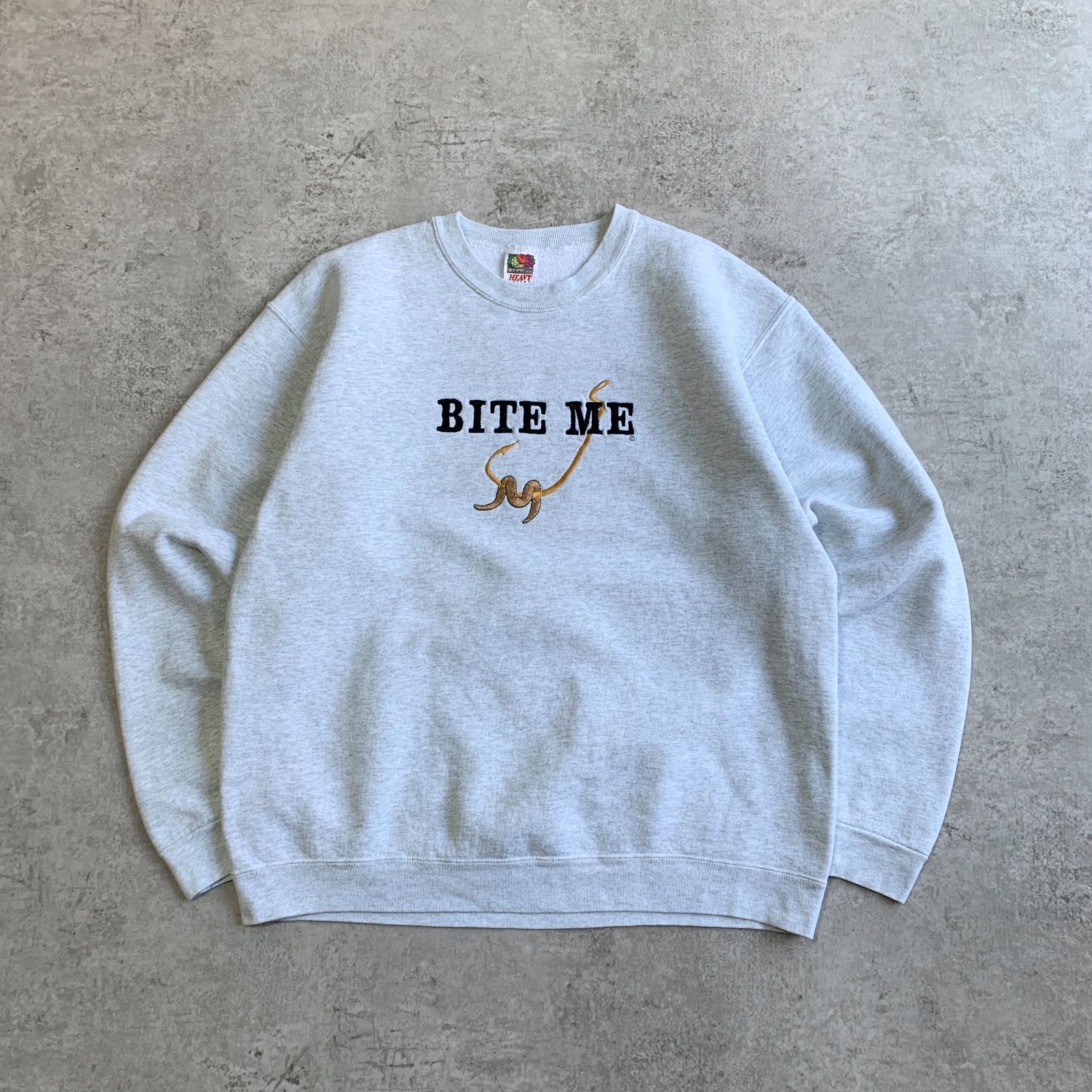 Bite Me Fish Hook Crewneck Sweatshirt – Sand Color, 50/50 Cotton Blend, Large Size - View #4