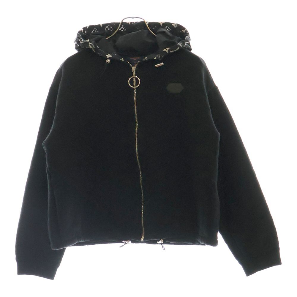 LOUIS VUITTON ルイヴィトン 20AW キルティングジップアップパーカー モノグラムフード付きジャケット レディース RW211W FED FJST13 ブラック