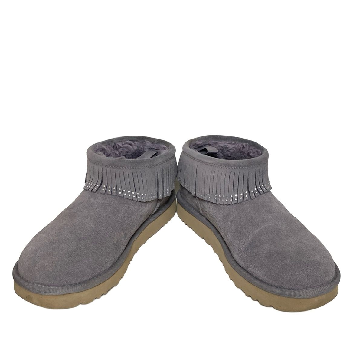 UGG アグ ショートブーツ 23 レディース ウルトラ ミニ フリンジ ブリング 1121576 パープル フリンジ ラインストーン ムートン