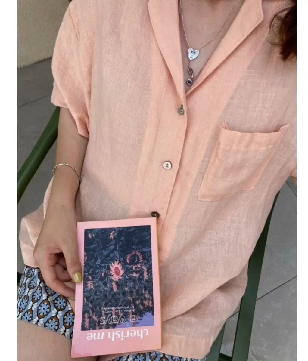 ユルハ ユルハマム 22 年 夏 7 紅茶 リネンシャツジャケット ピーチ