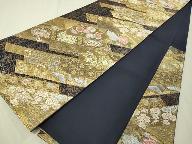 平和屋着物▽六通柄袋帯 唐織 福典更紗華文 金糸 正絹 逸品