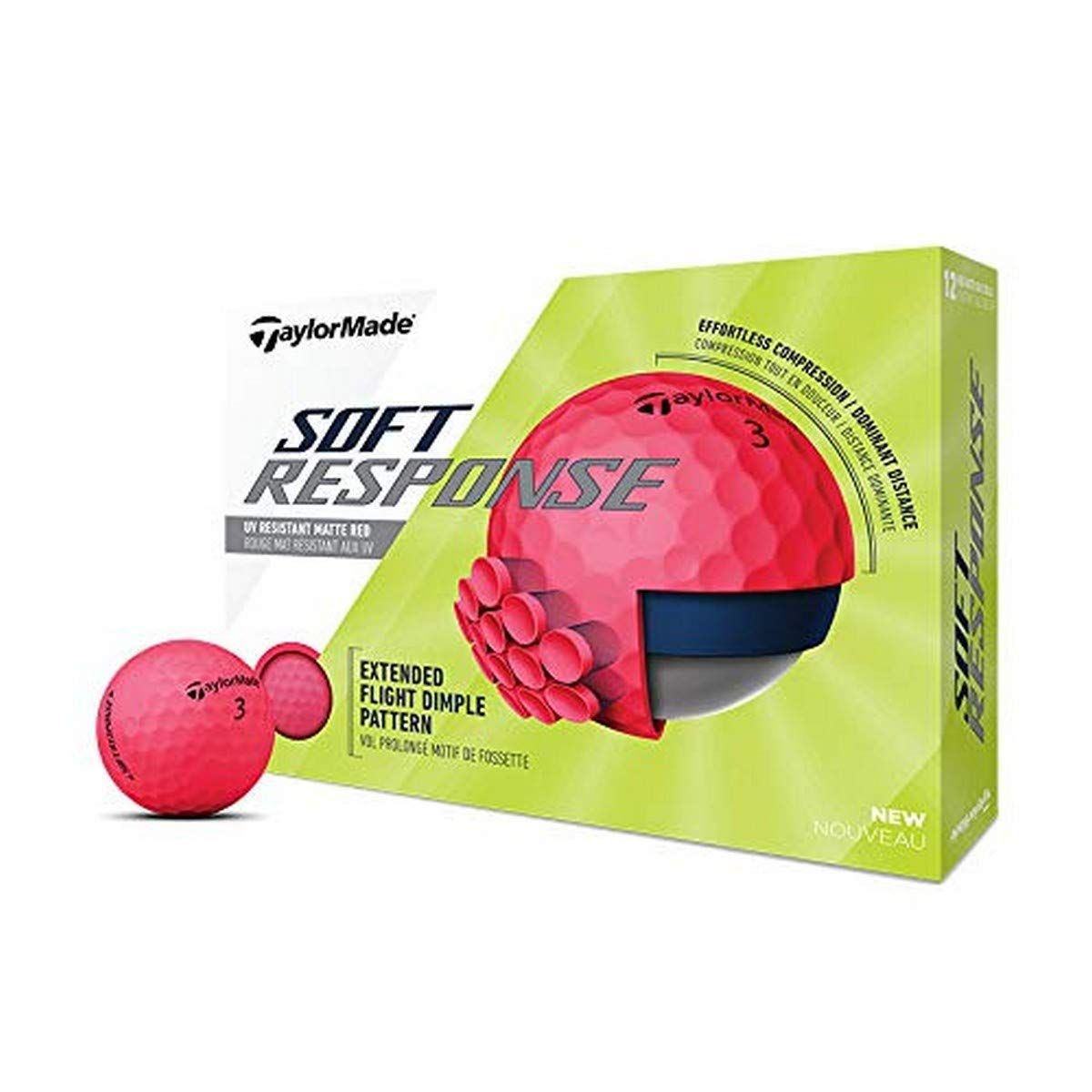 テーラーメイド SOFT RESPONSE アイオノマーカバー 3ピース ボール USA直輸入品 レッド [レッド]