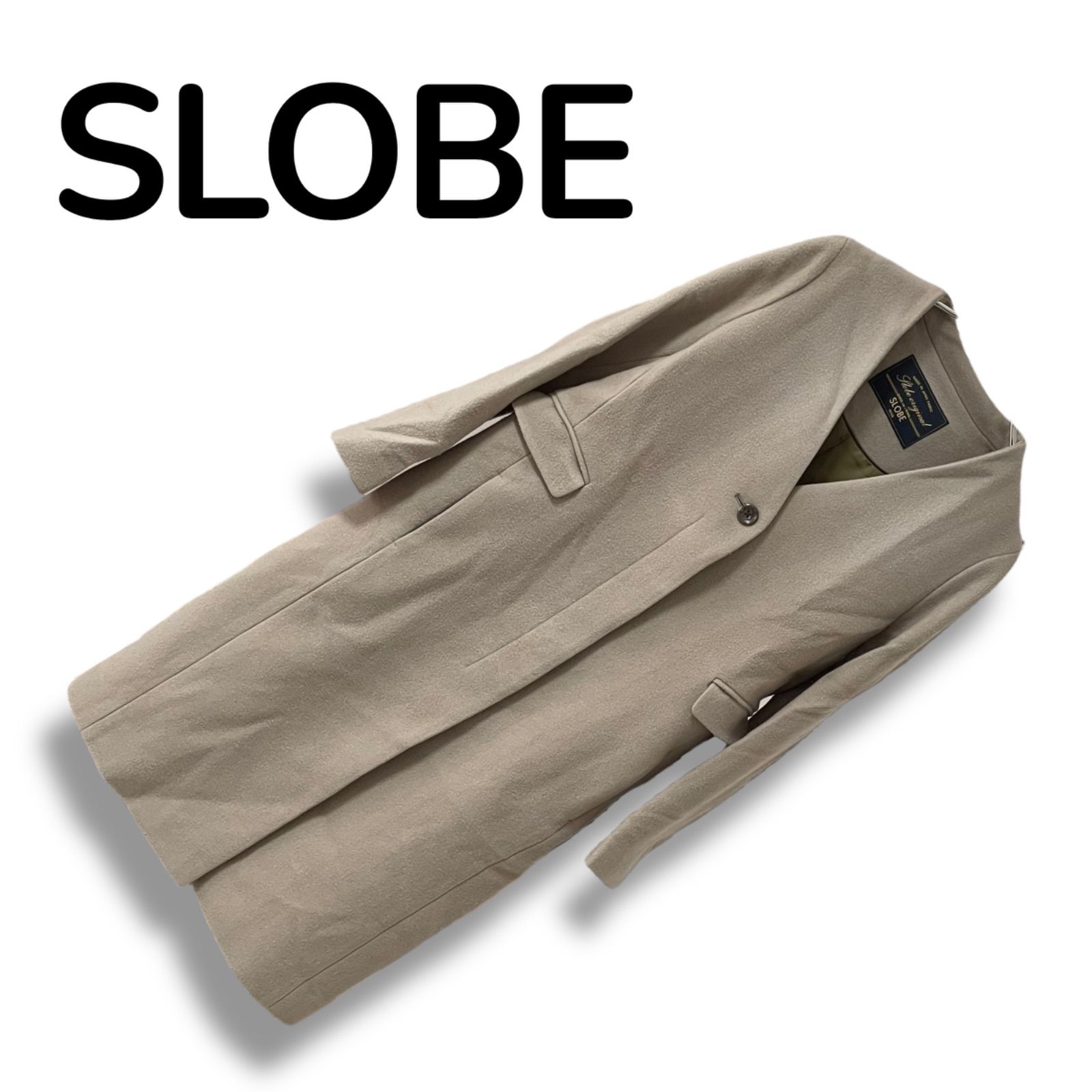 SLOBE IENA スローブイエナ グレージュ ノーカラーコート ウール100 