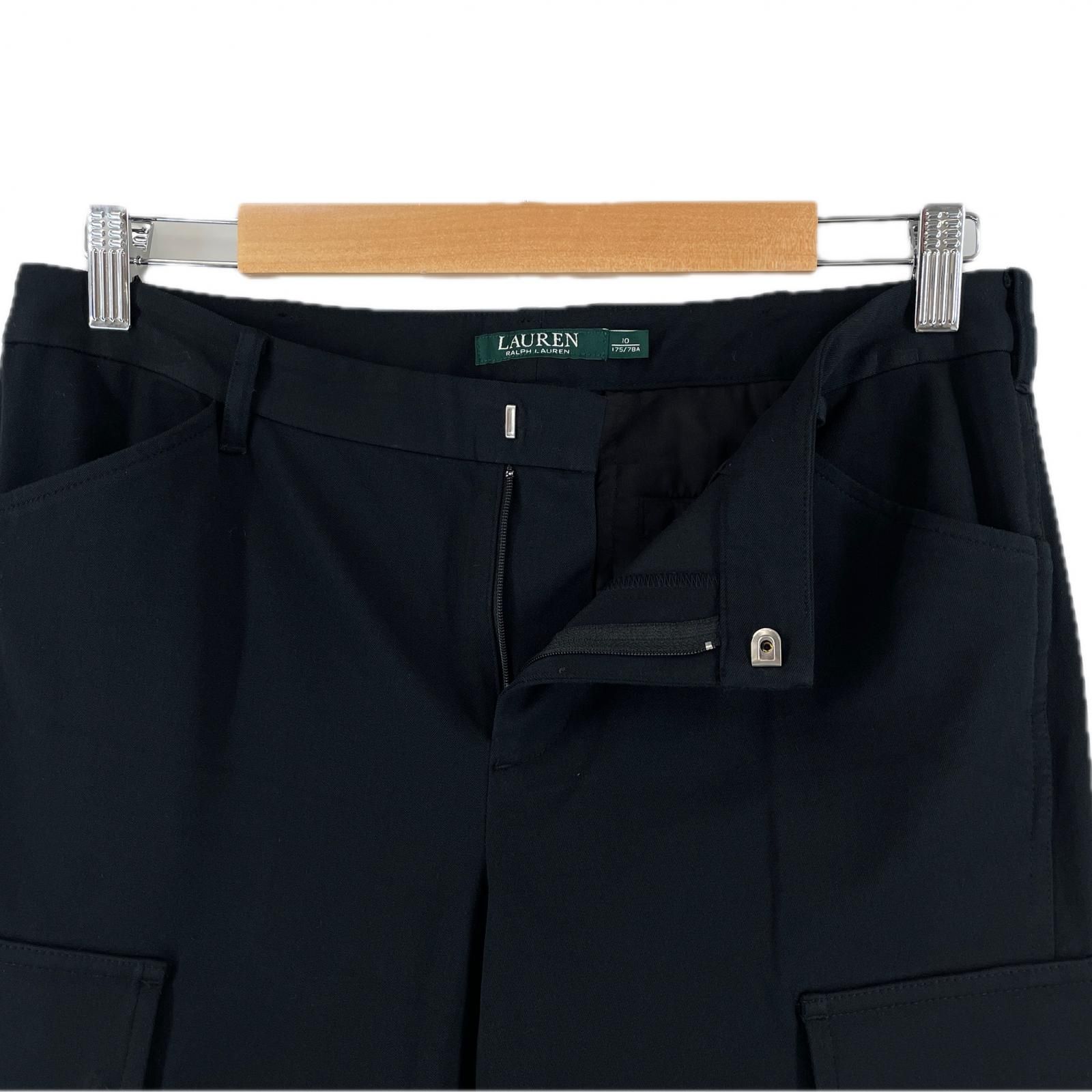 極美品 LAUREN RALPH LAUREN カーゴパンツ サイズ4 ブラック 美品 LAUREN RALPH LAUREN ローレンラルフローレン 無地 秋冬 AW
