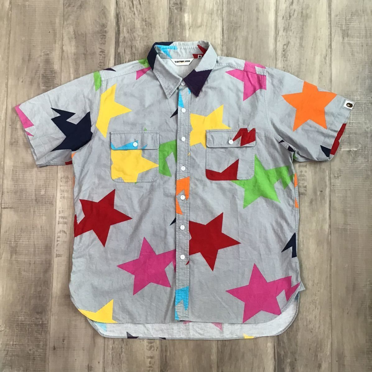 ☆XL☆ BAPESTA 半袖シャツ multi color a bathing ape star