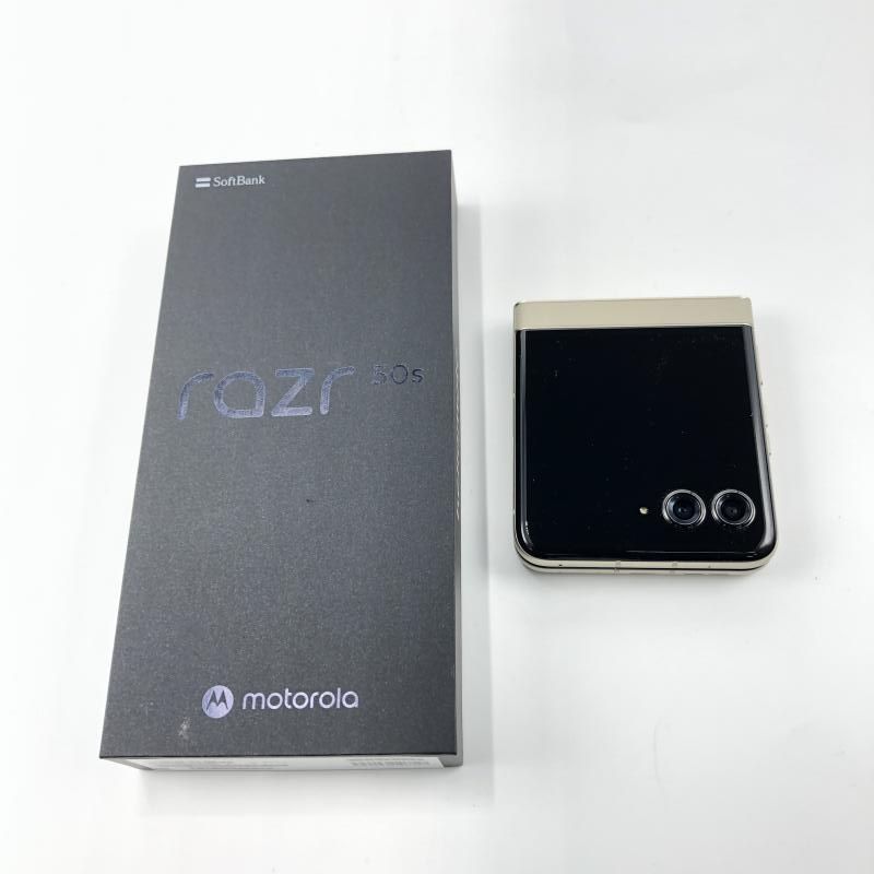 中古】【softbank】○motorola razr 50s 256GB (ｻﾝﾄﾞｸﾘｰﾑ)/SIM