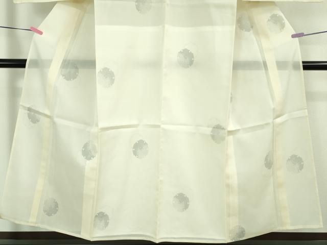 平和屋本店□極上 夏物 本場大島紬 夏大島 7マルキ 雪輪重ね 象牙色地  