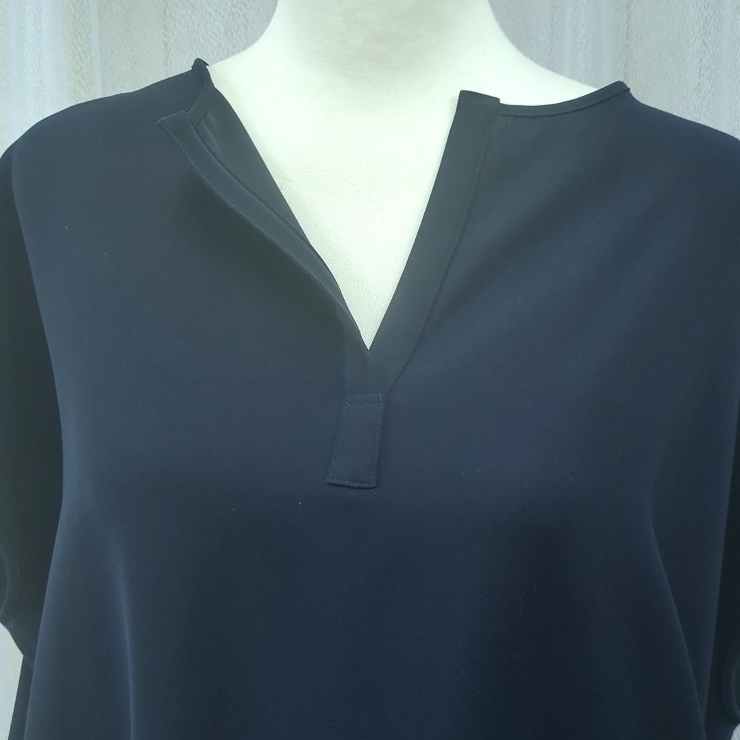 ヨーコチャンドルマンスリーブ コクーン ワンピース ネイビー 日本製  