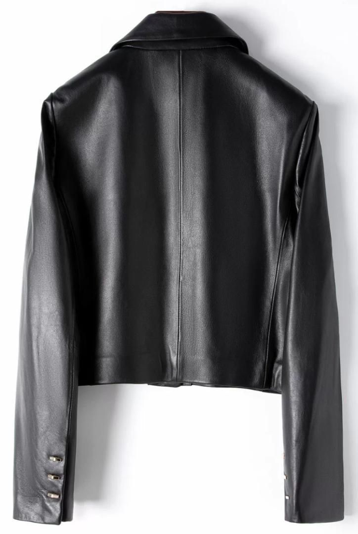 レディース 本革 超ソフトなラムレザージャケット黒 ラムレザーコート GULLKHAN_COM