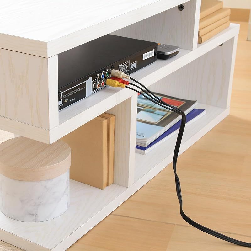 不二貿易 Ｓ字型ＴＶ台 幅79.2×奥行29.5×高さ38.4cm オークホワイト 木目調 組立商品51489 0 MARWIL-DEMENAGEMENTS_CH