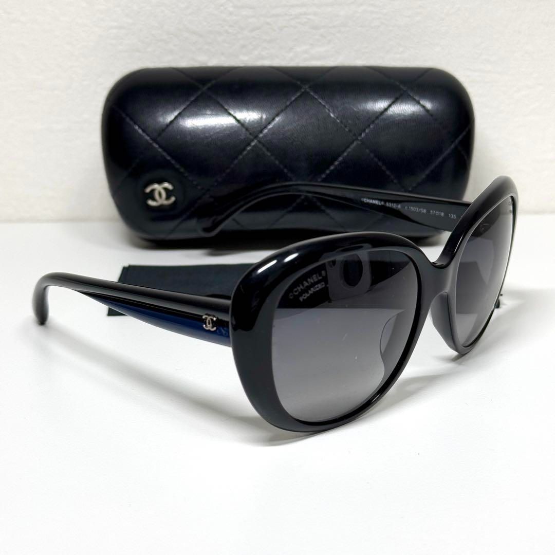 CHANEL サングラス 5312-A ブラック ブルー ココマーク シャネル 5312-A c.1503 S8 57□18 135 3P