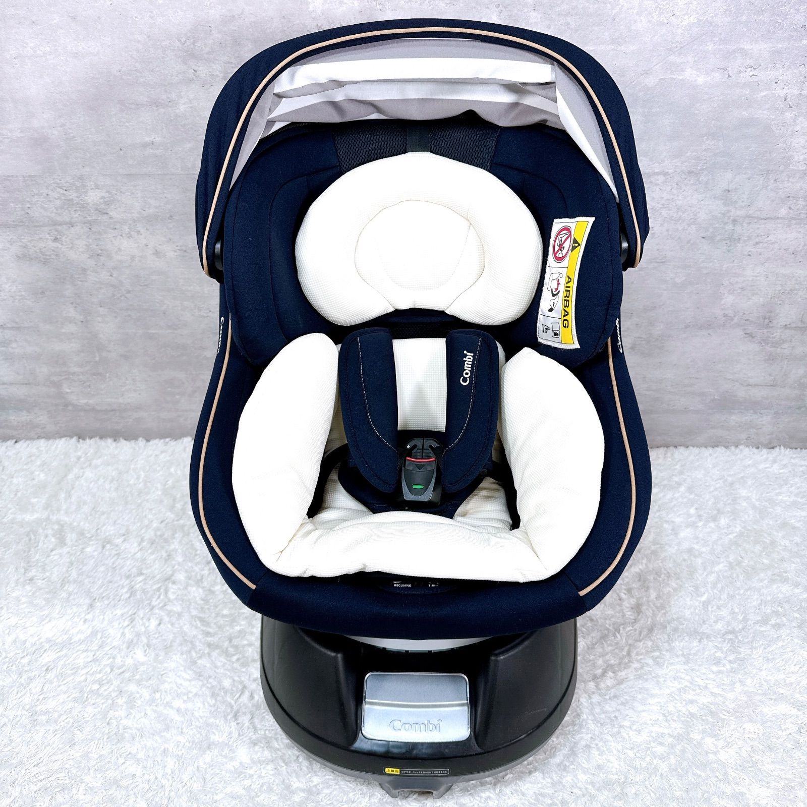 Combi コンビ 車用チャイルドシート クルムーヴスマート エッグショック JG-550 回転式 シートベルト固定 ネイビー K147